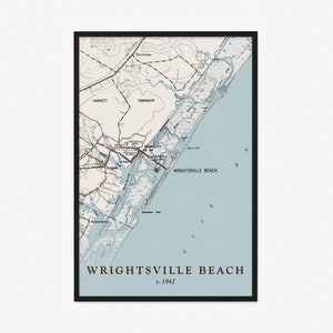 Wrightsville Beach Map (1942) - Vintage Reproduction - Giclée Poster Print - Gift
