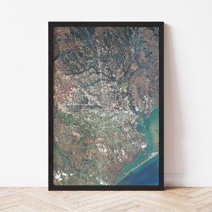 Houston Topographic Map: Satellite Style Giclée Print
