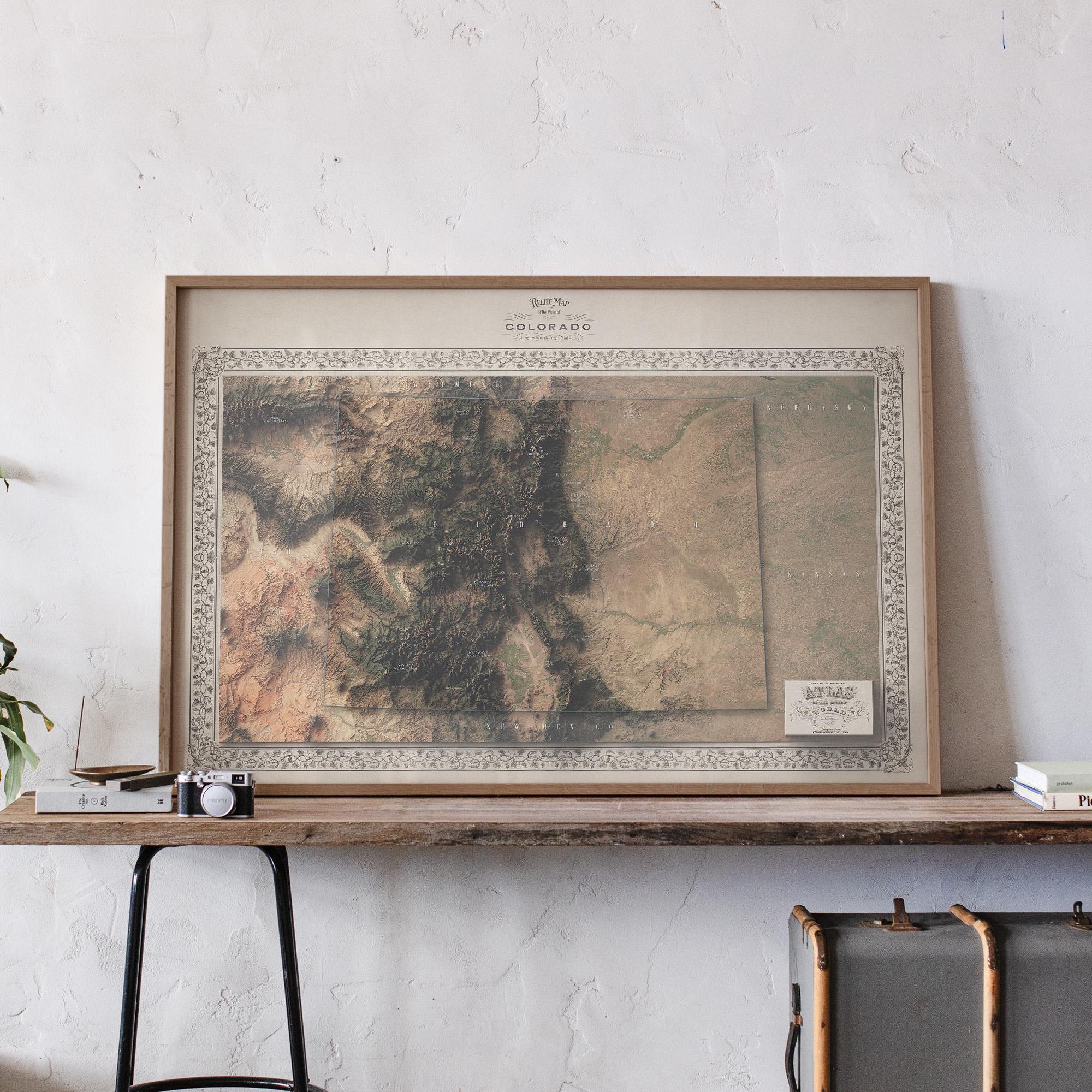Colorado Poster | Topographic Shaded Relief Map (atlas Style) | Flat ...