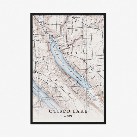 Otisco Lake Fishing Map Otisco Lake Map Historical Topographic Map 1902 Historic | Etsy