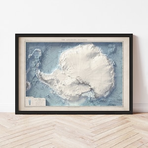 Antarctica Topographic Map: 1922 Vintage Style Giclée Print