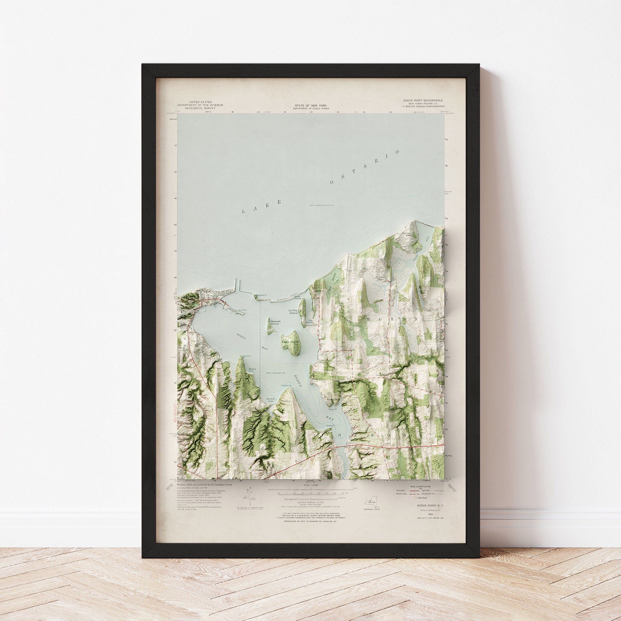 Sodus Bay Topographic Map: 1953 Vintage Style Giclée Print