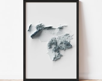 Venezuela Topographic Map: Minimalist Style Giclée Print