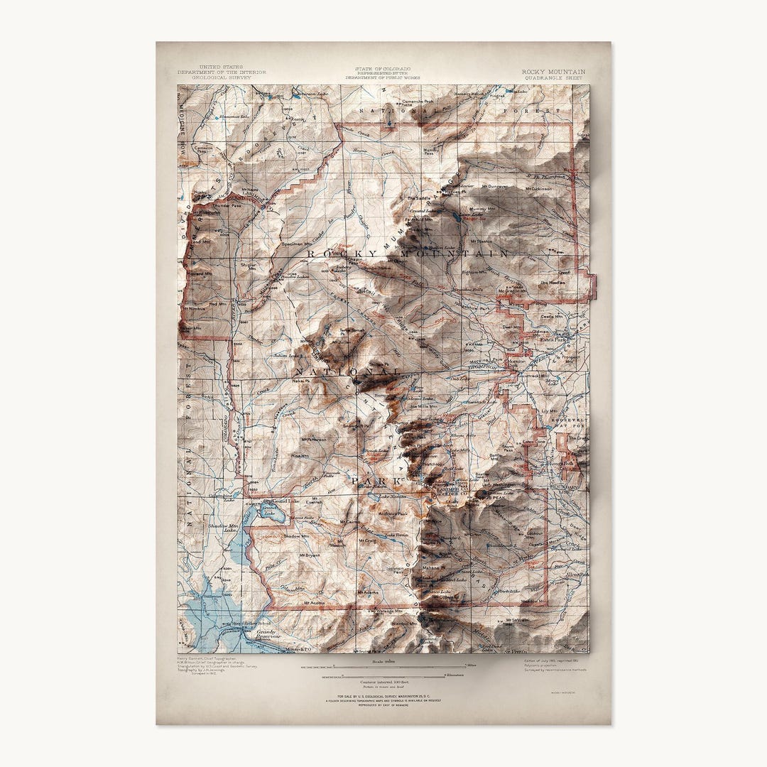 Rocky Mountain National Park (colorado) Map | Topographic Shaded Relief ...