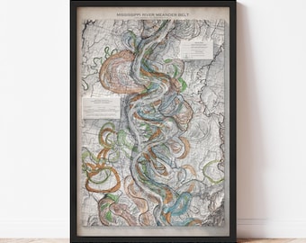 Mississippi River Section Topographic Map: 1946 Vintage Style Giclée Print