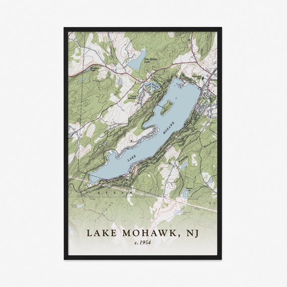 Lake Mohawk Map Historical Topographic Map 1954 Historic Etsy