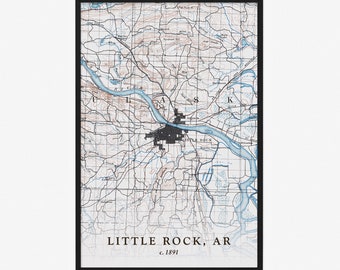 Little Rock Map (1891) - Vintage Reproduction - Giclée Poster Print - Gift