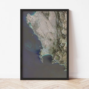 Cape Town Topographic Map: Satellite Style Giclée Print