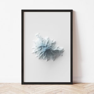 Mount Rainier Minimalist Relief Map - Elevation Map - Map Art - Topographic - Terrain - Relief - Geologic - 3D Effect (Flat Print) - Gift