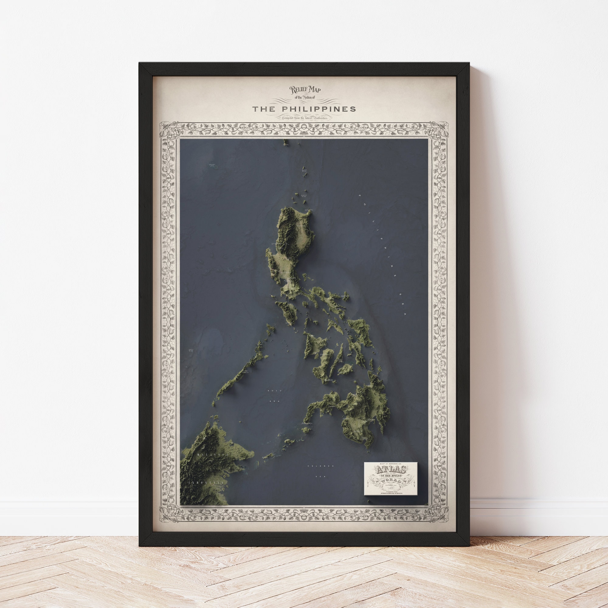 Philippinen Topographische Karte: Atlas Stil Giclée Druck