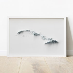 Cuba Topographic Map Poster | Minimalist Original Design | Giclee Wall Art Print Framed Home Decor 3D Relief Illusion