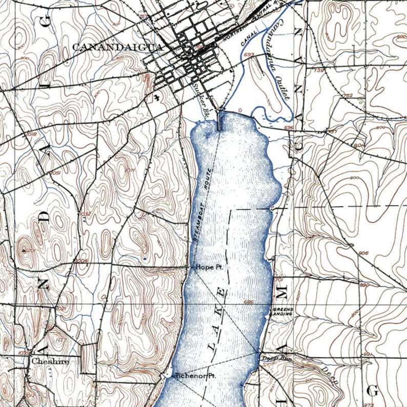 Canandaigua Lake Map Historical Topographic Map 1903 Etsy