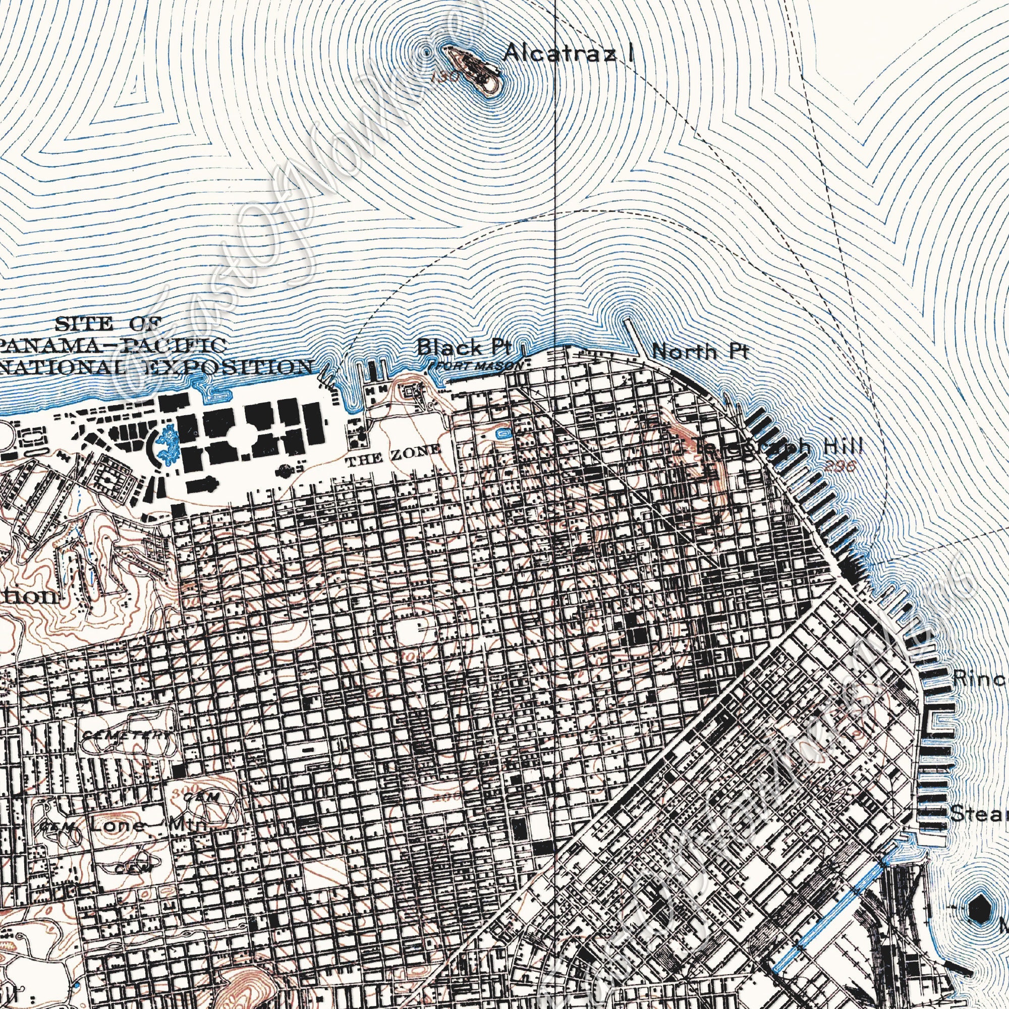 San Francisco Map Historic Topographic Map 1915 Historic Etsy