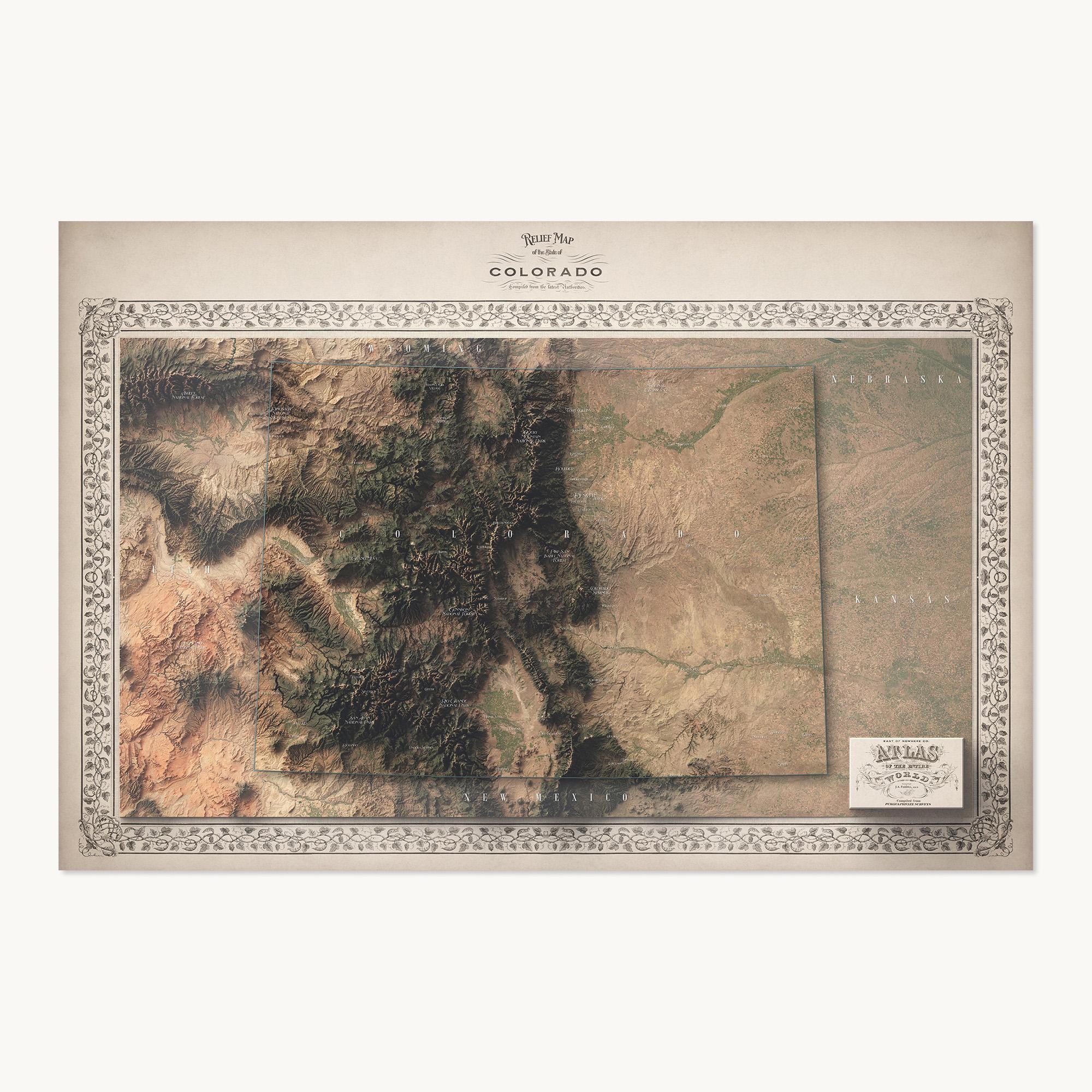 Colorado Poster | Topographic Shaded Relief Map (atlas Style) | Flat ...