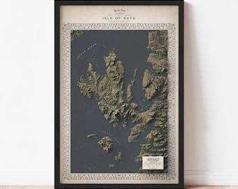 Isle of Skye Topographische Karte: Atlas Stil Giclée Druck