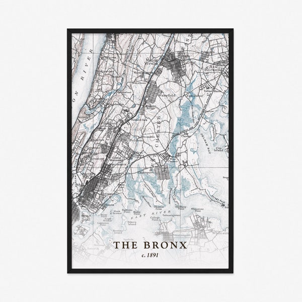 The Bronx Map (1891) - Vintage Reproduction - Giclée Poster Print - Gift