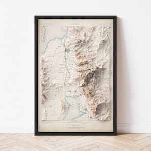 Salt Lake City Topographic Map: 1885 Vintage Style Giclée Print