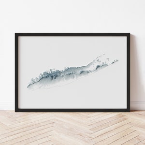 Long Island Topographische Karte: Minimalistischer Stil Giclée Druck
