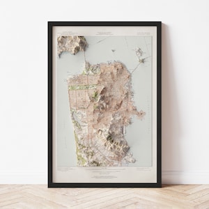 San Francisco Topographic Map: 1946 Vintage Style Giclée Print