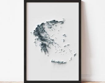 Greece Map Wall Art | Minimalist Topographic Map Print | East of Nowhere National Park Maps, City Maps, World Maps, and More!