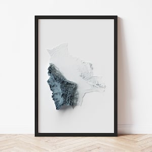 Bolivia Topographic Map: Minimalist Style Giclée Print