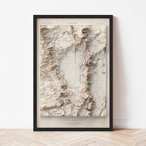 Lake Tahoe Topographic Map: 1896 Vintage Style Giclée Print