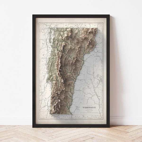 Vermont Map Etsy