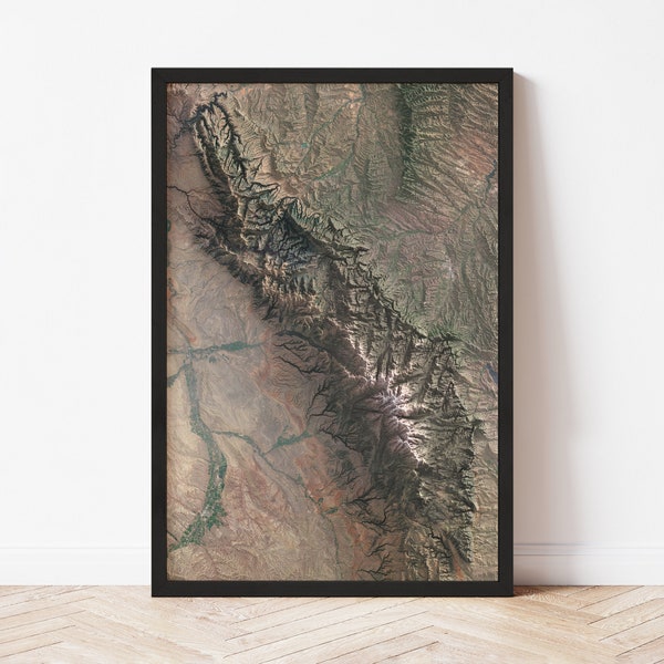 Bighorn Mountains Map - Satellite - Elevation Map - Map Art - Topographic - Terrain - Relief - Geologic - 3D Effect - Gift