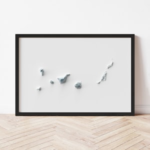 Canary Islands Topographic Map: Minimalist Style Giclée Print