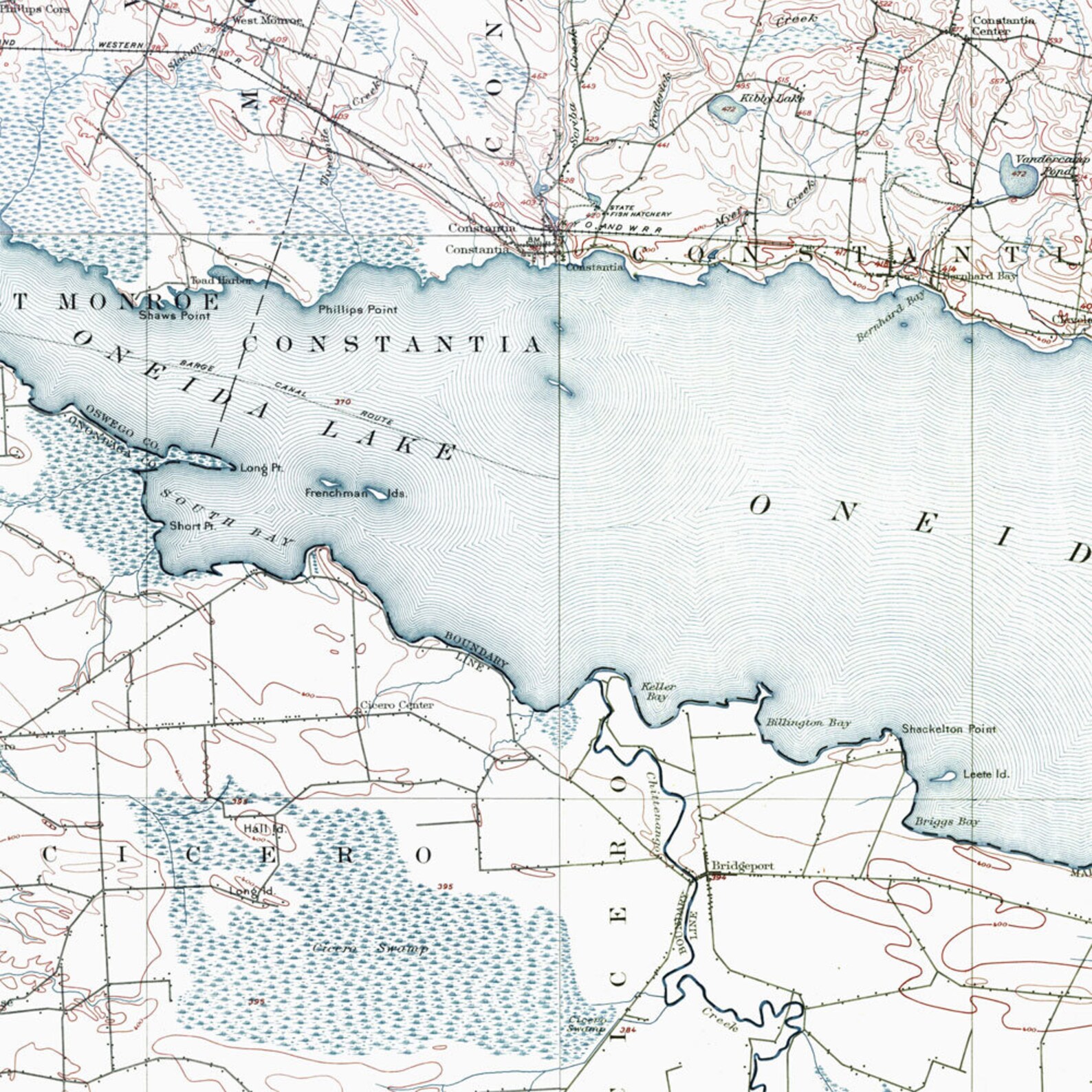 Oneida Lake Map Historical Topographic Map 1902 Historic Etsy