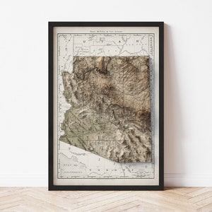 Arizona Topographic Map: 1893 Vintage Style Giclée Print