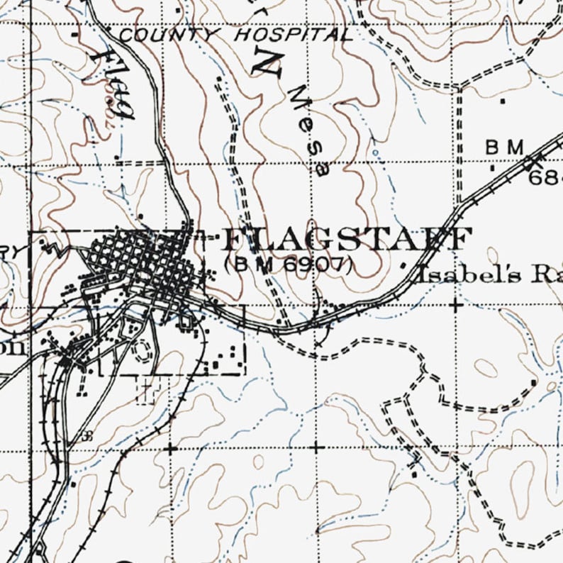 Flagstaff Map Historic Topographic Map 1912 Historic Map - Etsy