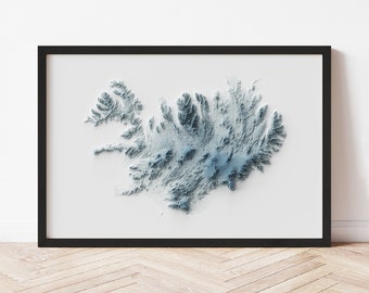 Iceland Topographic Map: Minimalist Style Giclée Print