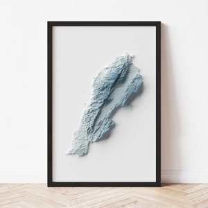 Lebanon Topographic Map: Minimalist Style Giclée Print