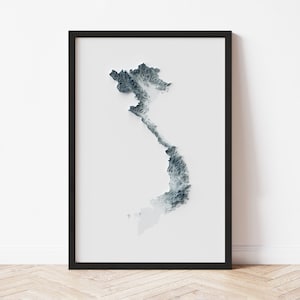 Vietnam Topographic Map: Minimalist Style Giclée Print