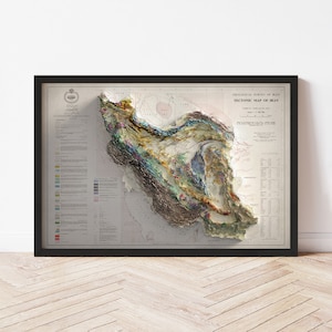 Iran Topographische Karte: 1973 Vintage Style Giclée Print