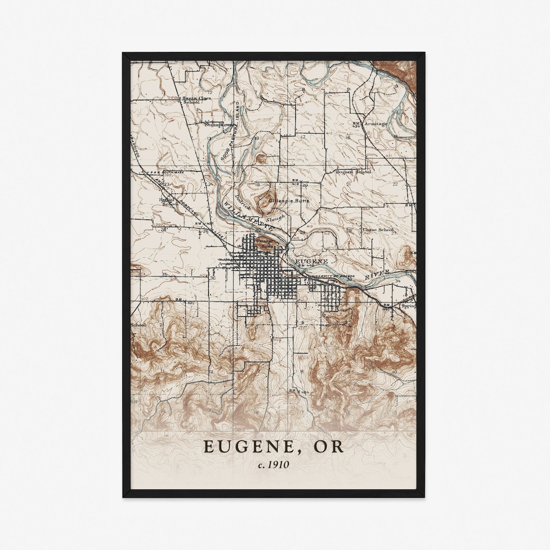 Eugene Map Historic Topographic Map 1910 Historic Map Etsy