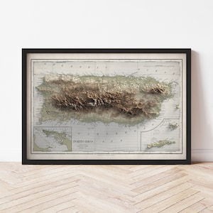 Puerto Rico Topographic Map: 1901 Vintage Style Giclée Print