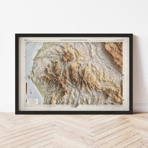 Lake District (UK) Map  (1924) - Elevation Map - Map Art - Topographic - Terrain - Relief - Geologic - 3D Effect (Flat Print) - Gift