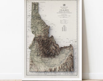 Idaho state map art map art America map art USA map print travel print Idaho state map print Idaho map print