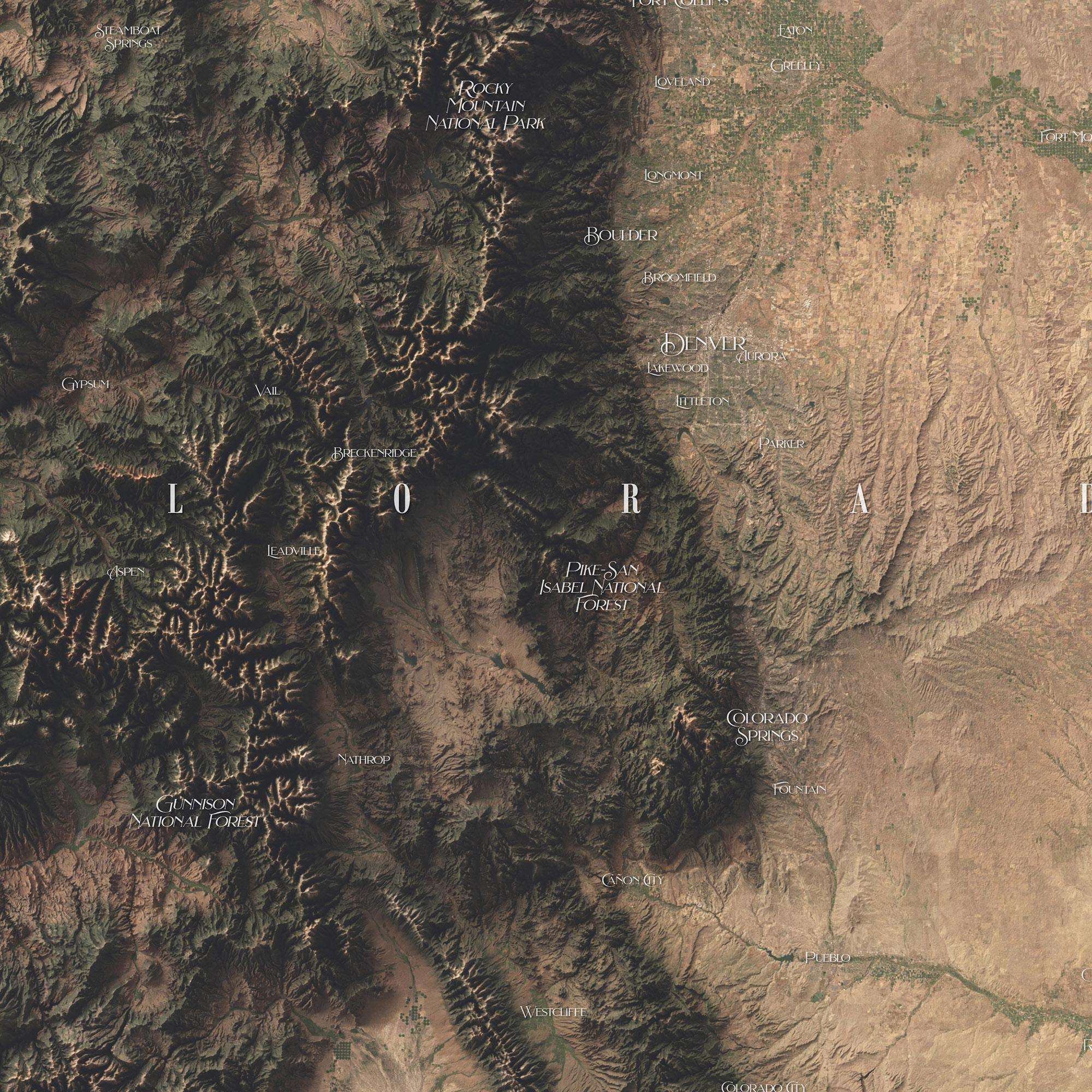 Colorado Poster | Topographic Shaded Relief Map (atlas Style) | Flat ...