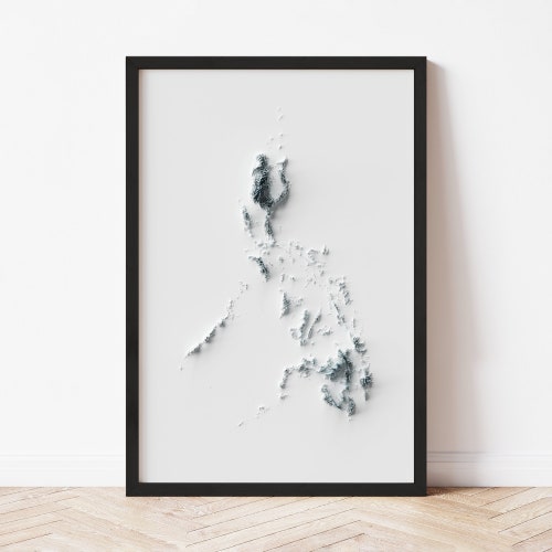 Philippines Map Art Poster Black and White Wall Art Print of Etsy