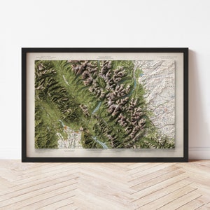 Glacier National Park Topographic Map: 1960 Vintage Style Giclée Print