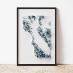 San Francisco Bay Area Minimalist Relief Map - Elevation Map - Map Art - Topographic - Terrain - Relief - Geologic - 3D Effect (Flat Print)