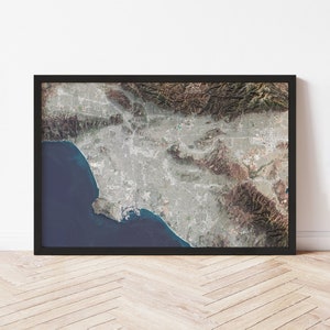 Los Angeles Topographic Map: Satellite Style Giclée Print
