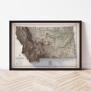 Montana Topographic Map: 1951 Vintage Style Giclée Print
