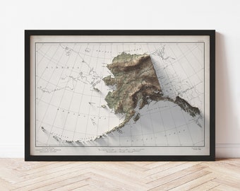 Alaska Map - 2D Giclée Print on Fine Art Matte Paper - Vintage Style (1949)