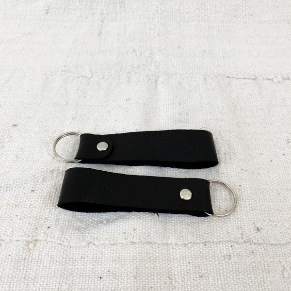 Handmade Leather Keychain | Boho Leather Key Fob | Natural Leather Key Holder | Black Leather Keyring | Vanstone Handbags