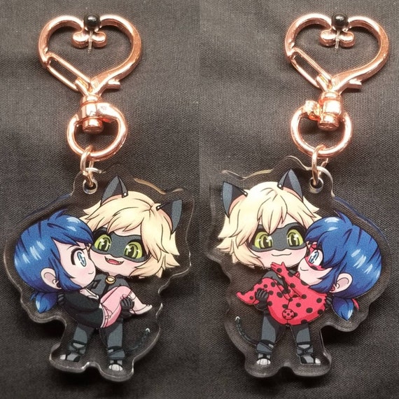 Love Square Marichat Ladynoir Miraculous Ladybug Keychain Fanart Adrien Agreste Marinette Dupain Cheng Cat Noir Chat Noir
