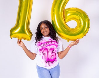 sweet 16 special occasion custom spray-painted airbrushed hoodies an shirts